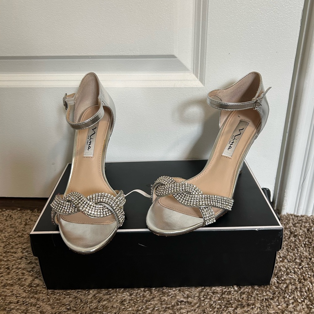 Nina Silver Embellished Heels